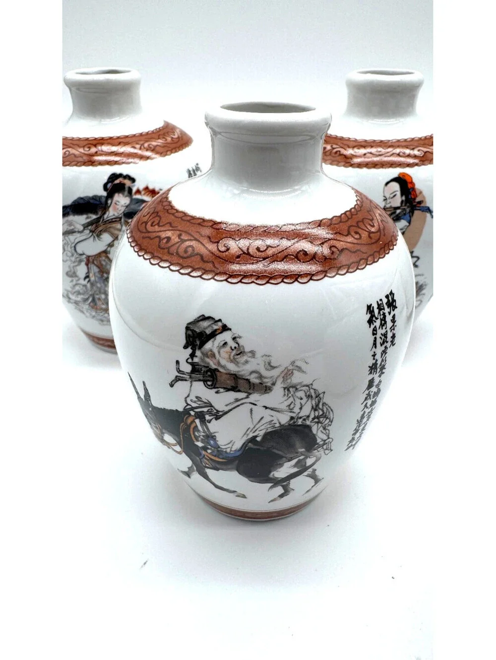 Vintage Taiwan Eight Immortals Porcelain Liquor Bottles Set 7/8 ROC - Beautiful
